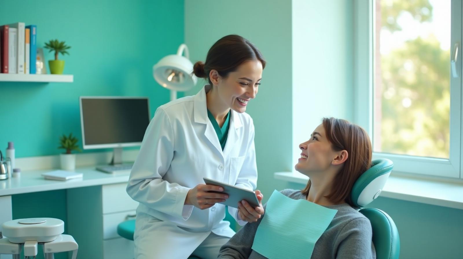 Dentist reviewing patient schedule on a tablet using DentalTrack